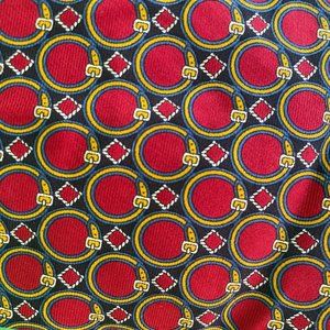 Vintage Polo Ralph Lauren Black Red Belt Circles Diamonds Mens Necktie Tie USA